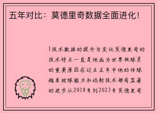 五年对比：莫德里奇数据全面进化！