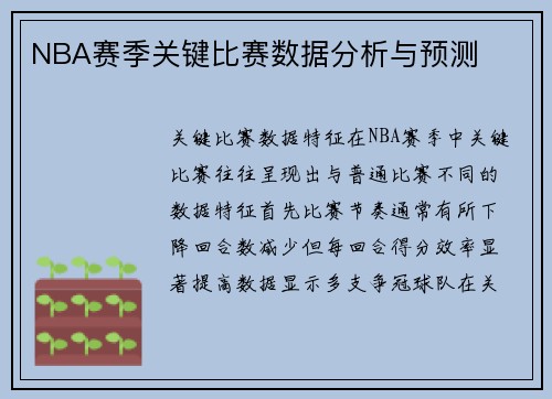 NBA赛季关键比赛数据分析与预测